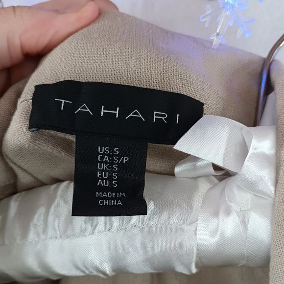 Tahari Linen Explorer Style Button-Up Dress SZ S Belt Pockets Midi Short Sleeve - Picture 3 of 16